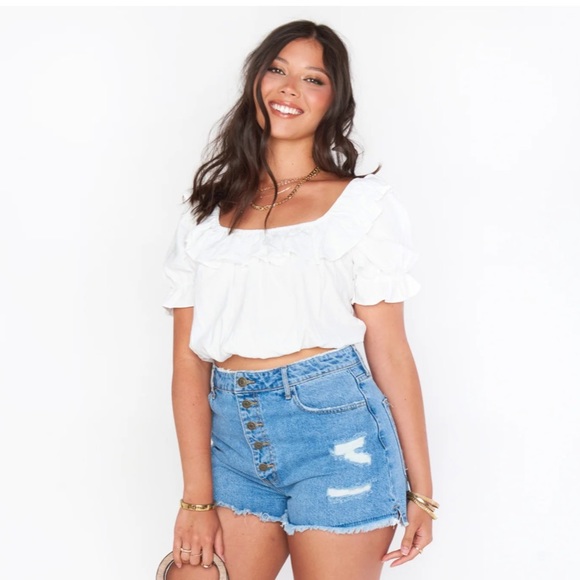 Show me your mumu Jessie Top in white Linen - Picture 1 of 6